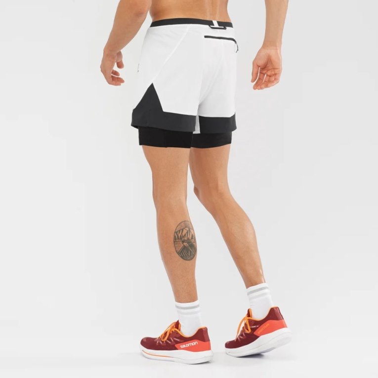 White Salomon Cross 2in1 Men's Shorts | PH 39265P